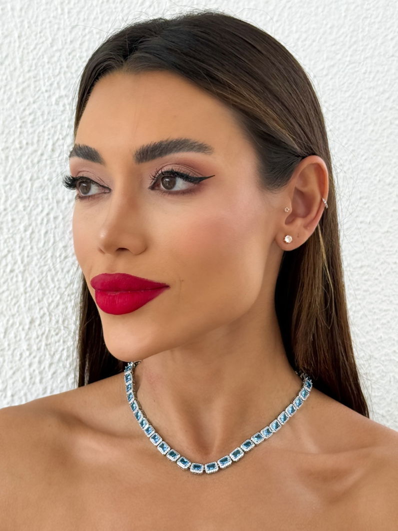 Colar Folheado a Ouro 18k e Prata Zirconia Quadrada