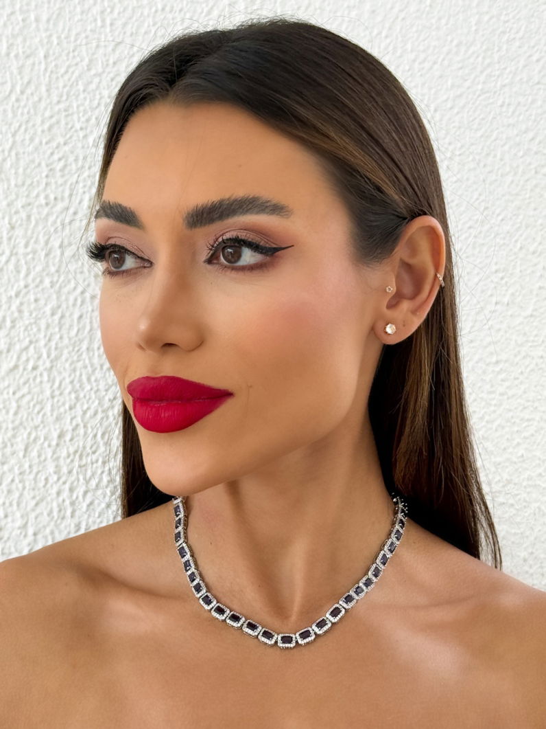Colar Folheado a Ouro 18k e Prata Zirconia Quadrada