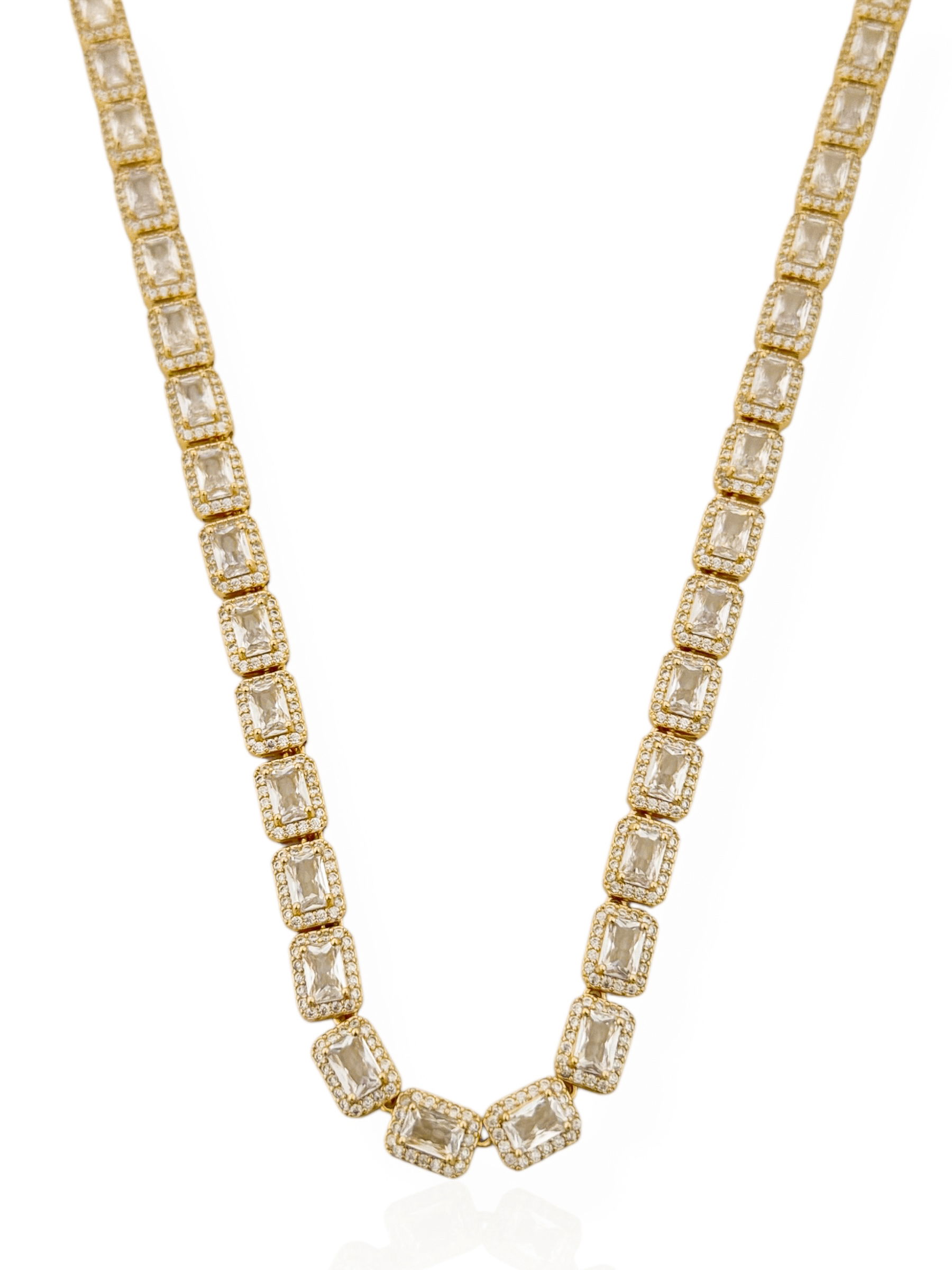 Colar Folheado a Ouro 18k e Prata Zirconia Quadrada