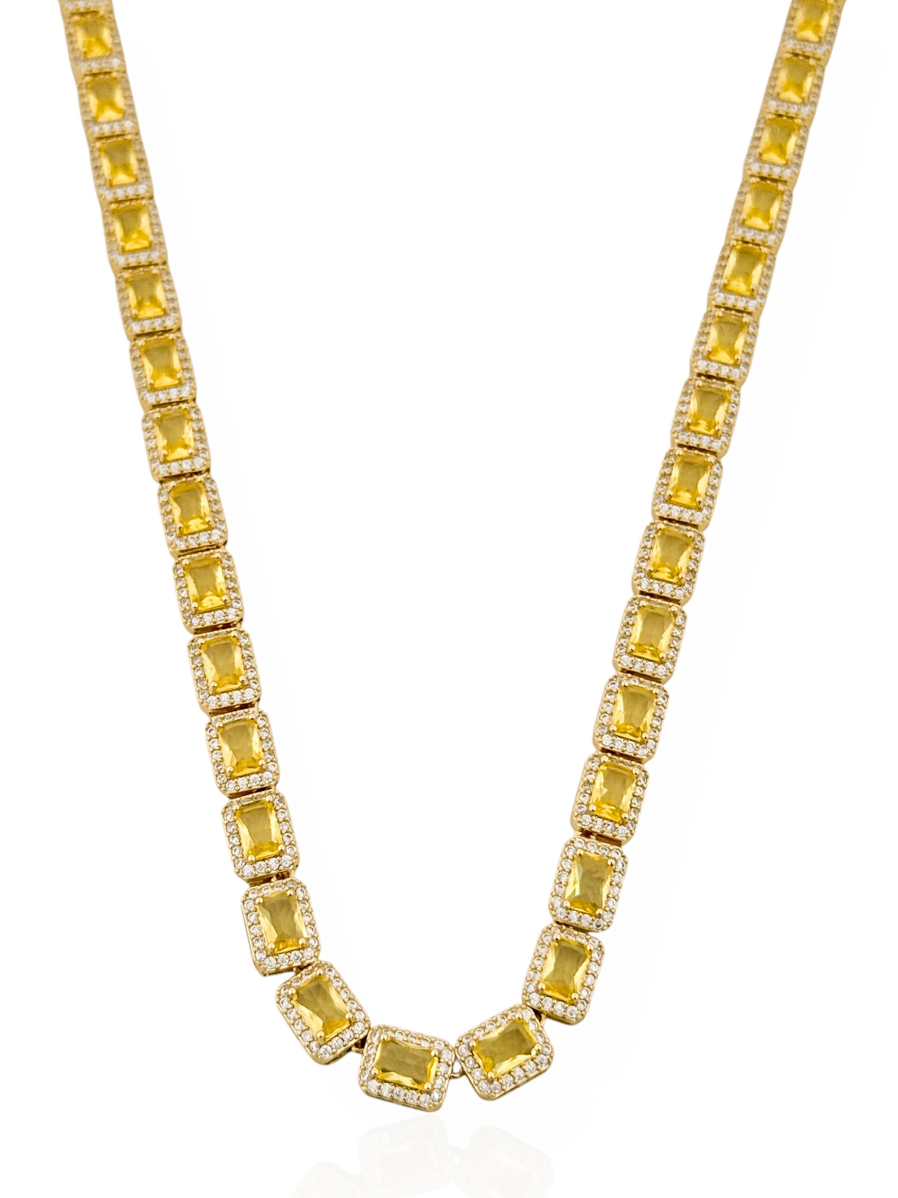 Colar Folheado a Ouro 18k e Prata Zirconia Quadrada
