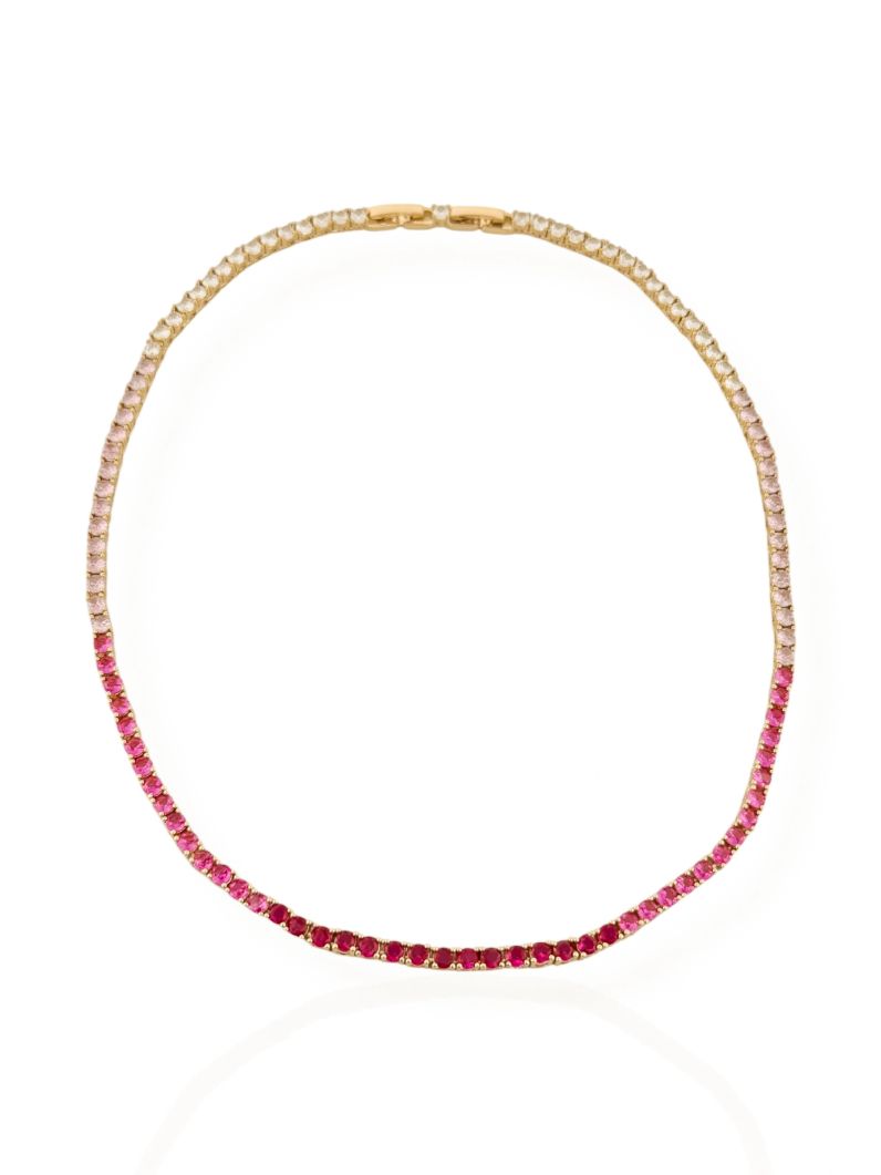 Colar Folheado a Ouro 18k e Prata Zircônias Coloridas