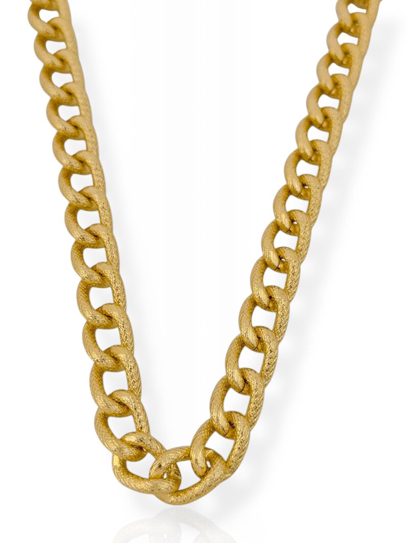 Colar Folheado a Ouro 18k Elo Grumet Texturizado