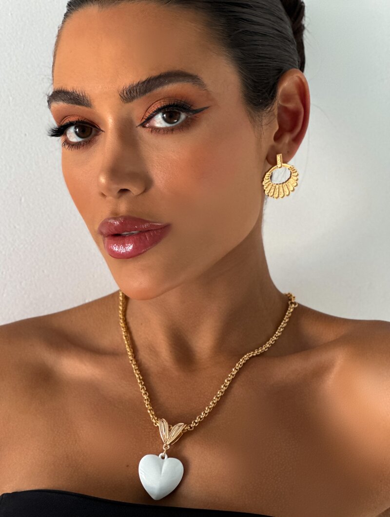 Colar Folheado a Ouro 18k Elo Português com Pingente Trabalhado