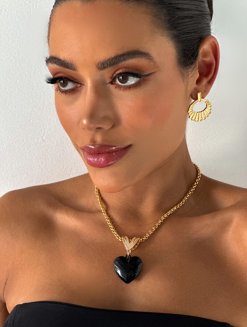 Colar Folheado a Ouro 18k Elo Português com Pingente Trabalhado