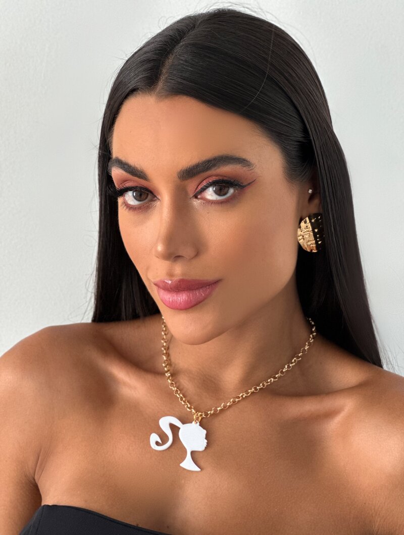 COLAR FOLHEADO A OURO 18K ELO PORTUGUÊS PINGENTE INSPIRAÇÃO BARBIE