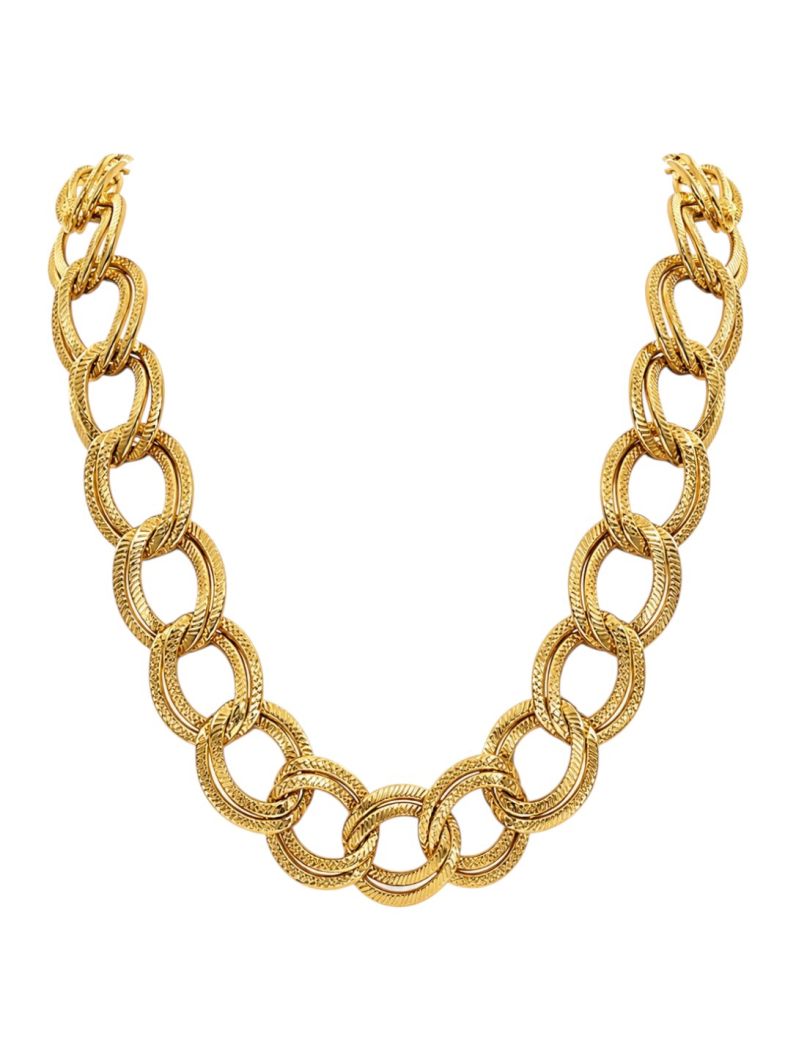Colar Folheado a Ouro 18k Elos Duplos Detalhados