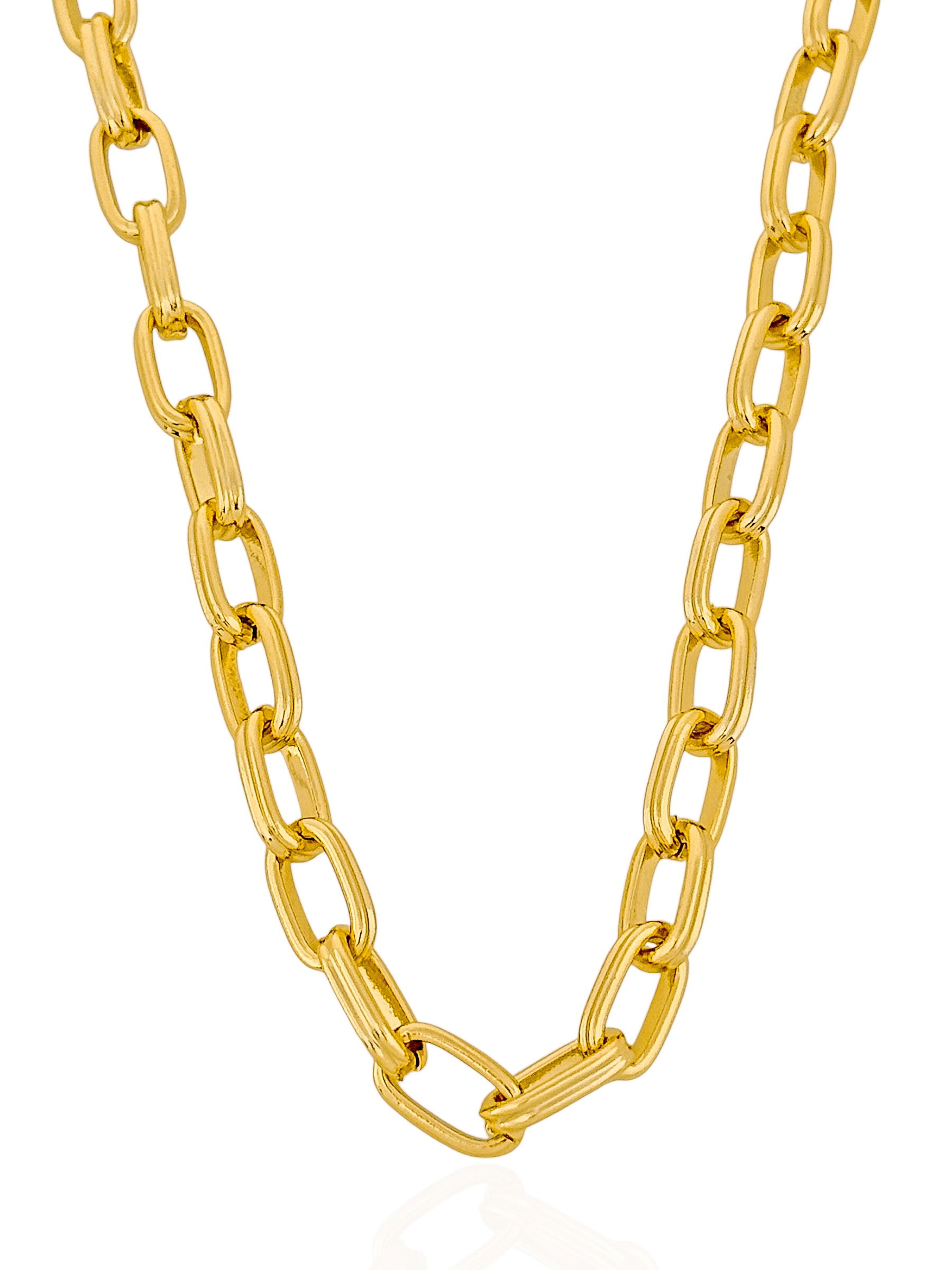 Colar Folheado a Ouro 18k Elos Duplos Lisos