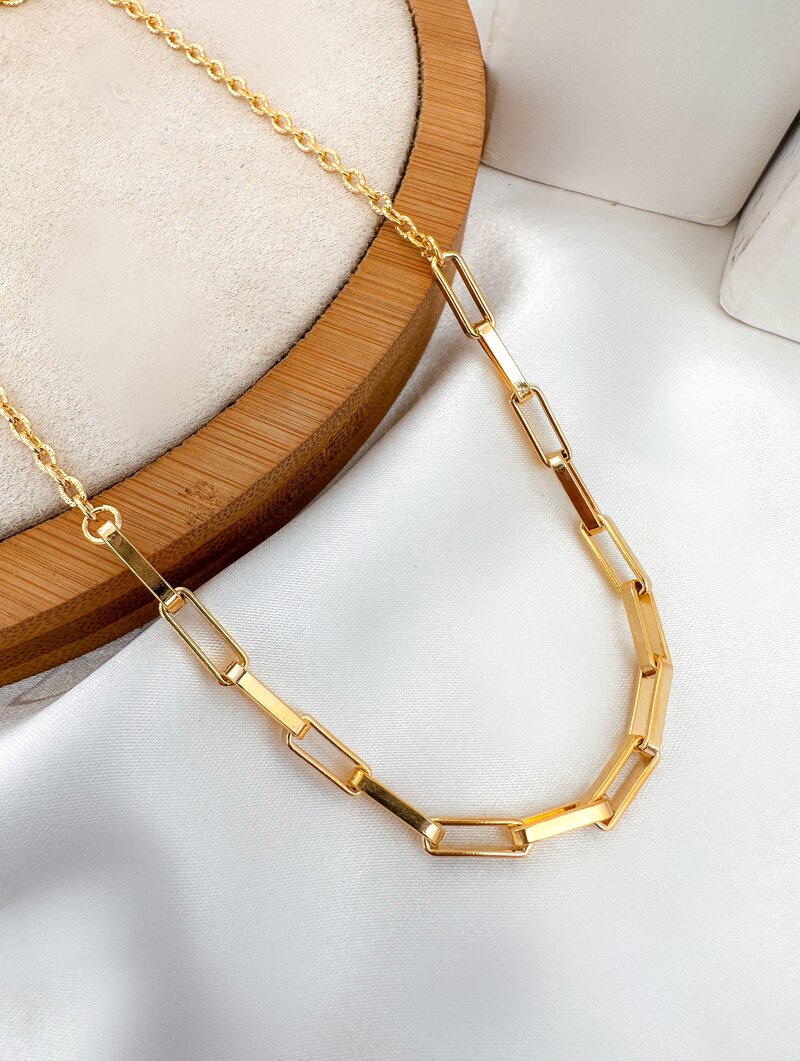 Colar Folheado a Ouro 18k Elos Retangulares Pequenos