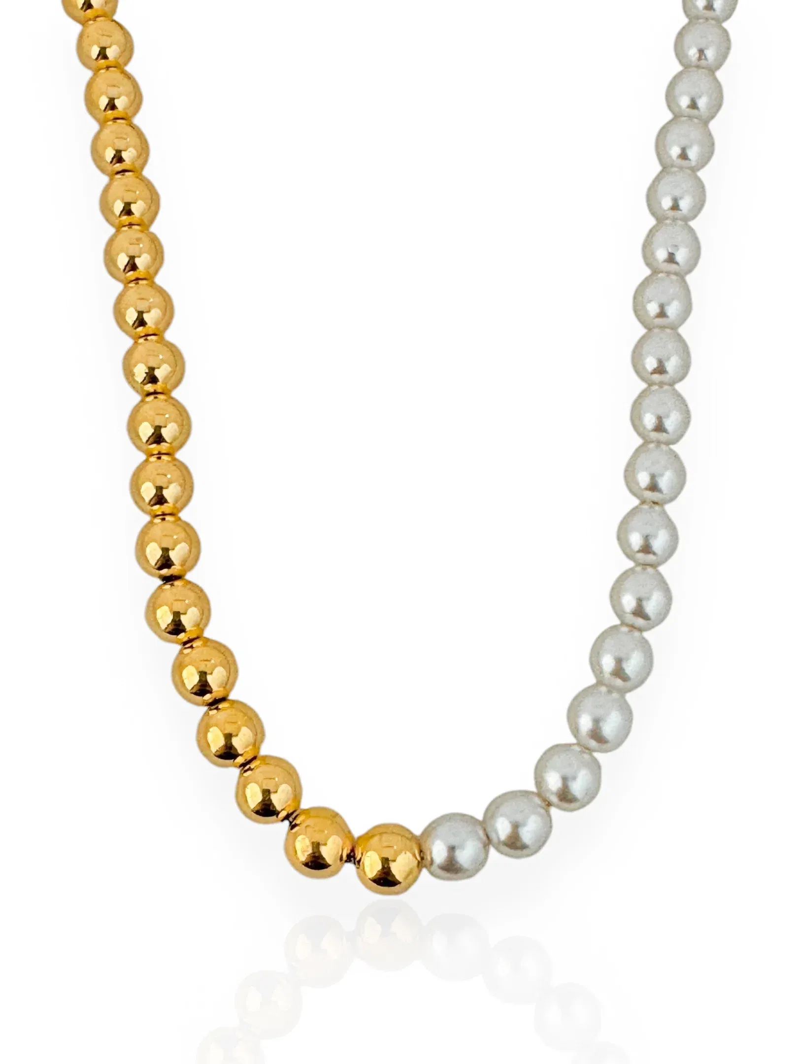 Colar Folheado a Ouro 18k Esferas Com Pérolas Mix