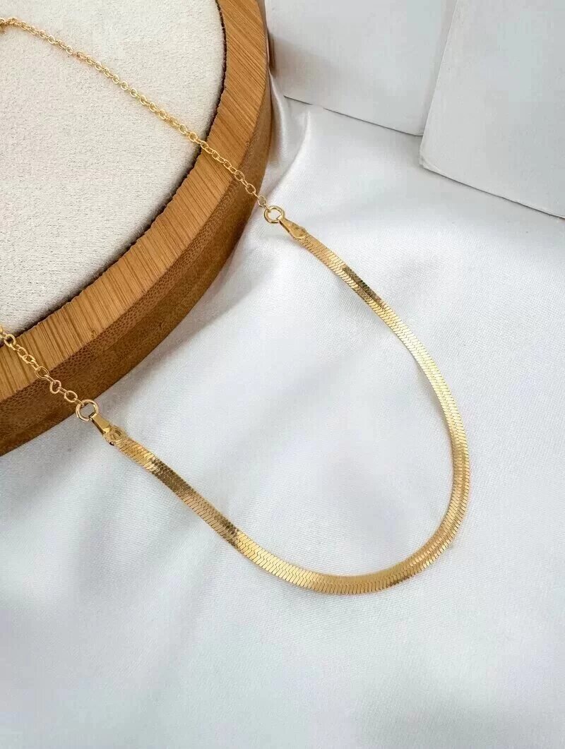 Colar Folheado a Ouro 18k Fita Laminada Fina