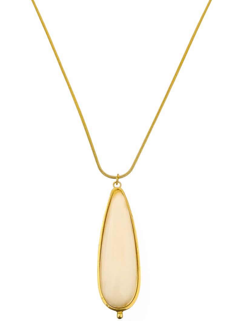 Colar Folheado a Ouro 18k Gota Longa Resinada