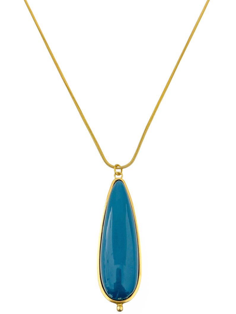 Colar Folheado a Ouro 18k Gota Longa Resinada