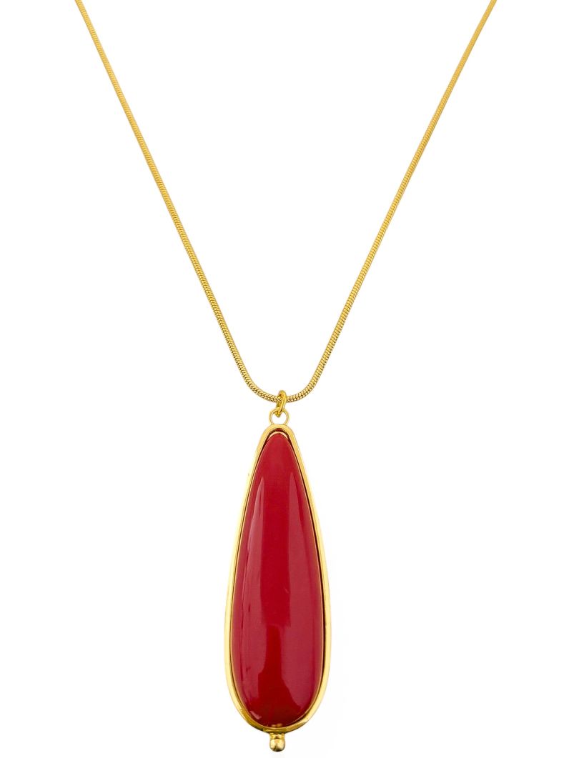 Colar Folheado a Ouro 18k Gota Longa Resinada