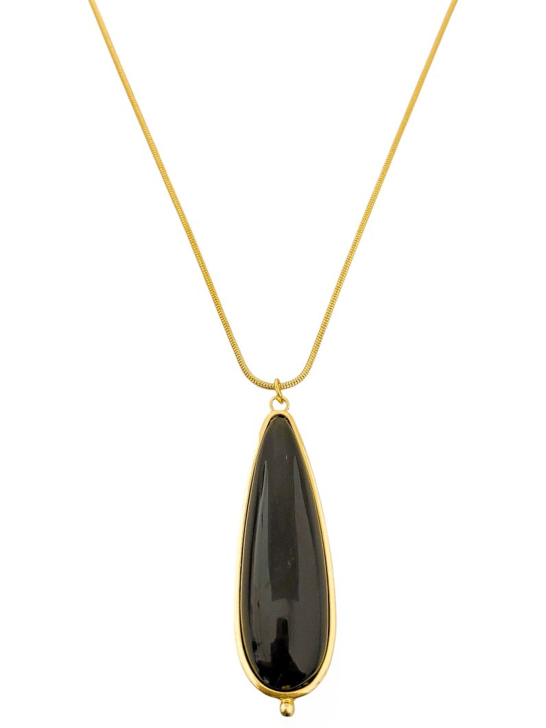 Colar Folheado a Ouro 18k Gota Longa Resinada