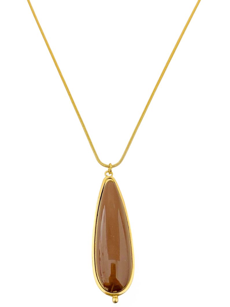 Colar Folheado a Ouro 18k Gota Longa Resinada