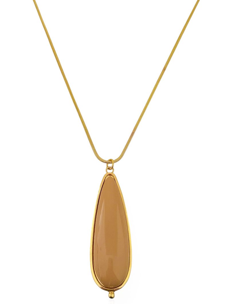 Colar Folheado a Ouro 18k Gota Longa Resinada