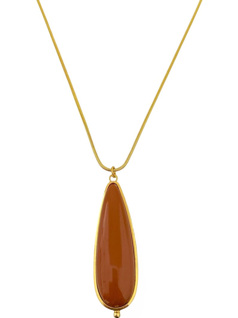 Colar Folheado a Ouro 18k Gota Longa Resinada