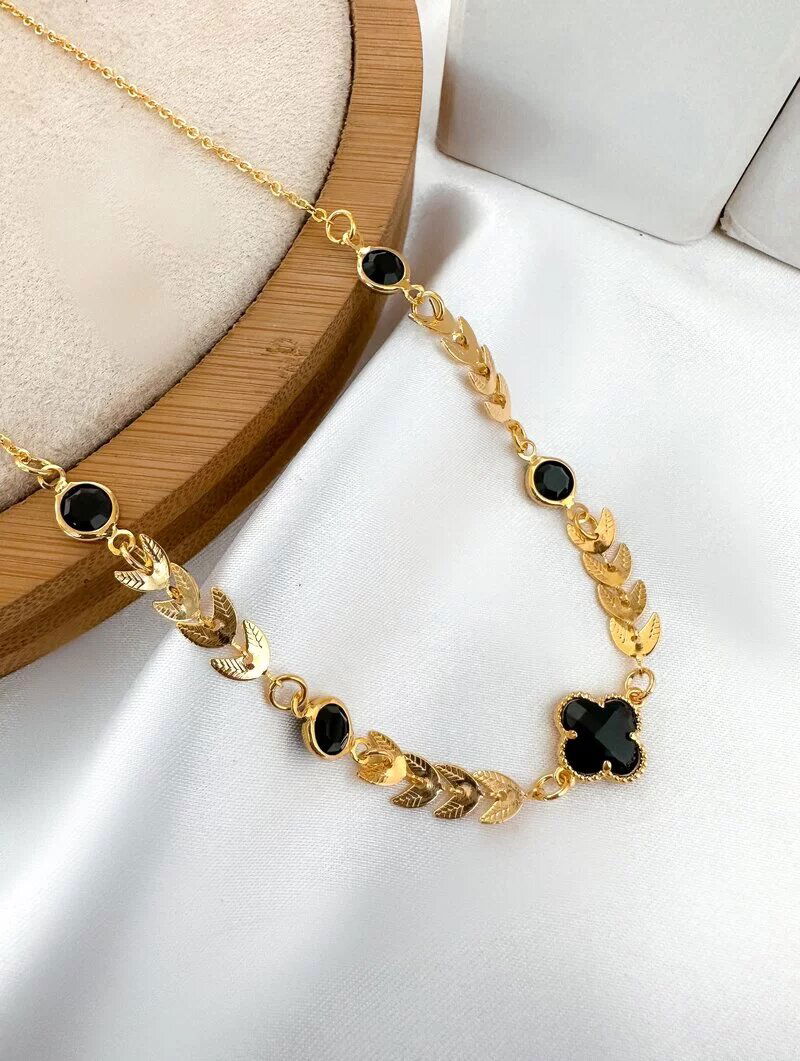 Colar Folheado a Ouro 18k Inspiração Joalheria com Zircônias