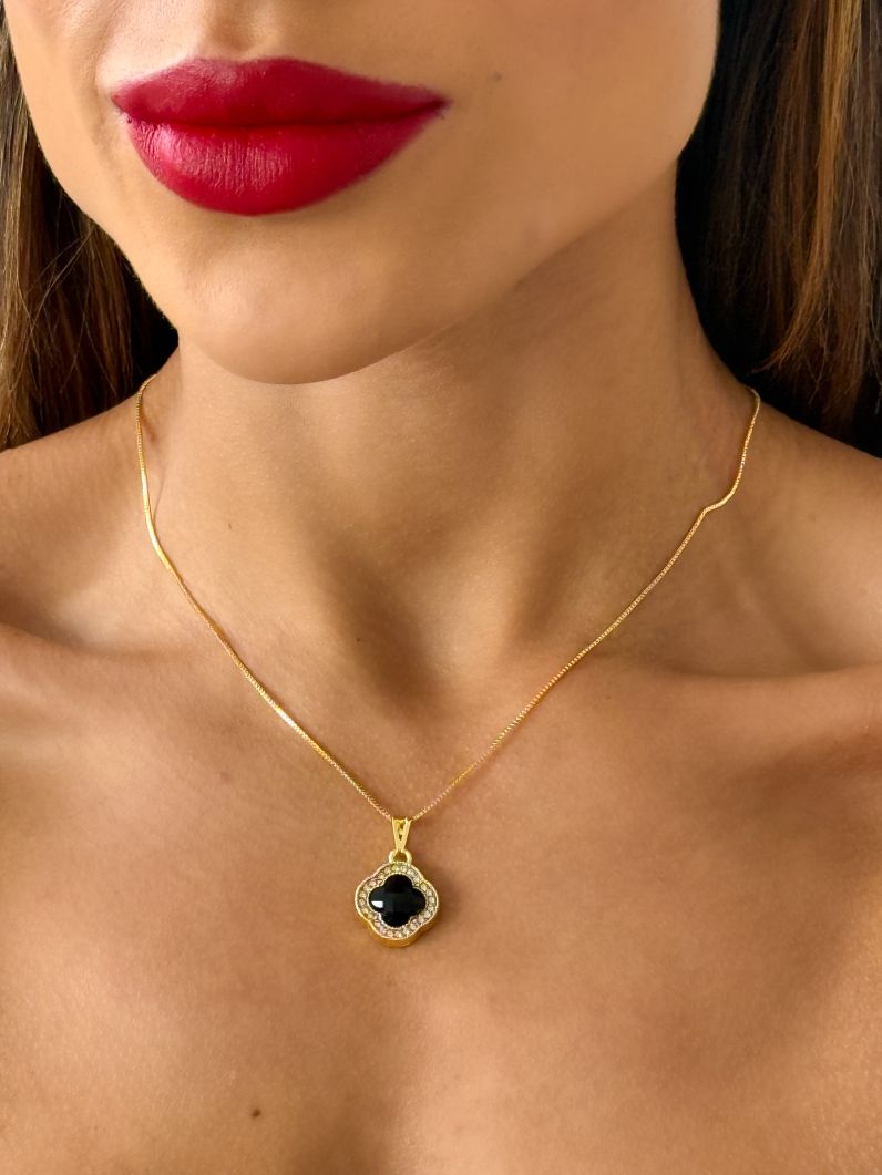 Colar Folheado a Ouro 18k Inspiração Vg. Com Zircônias