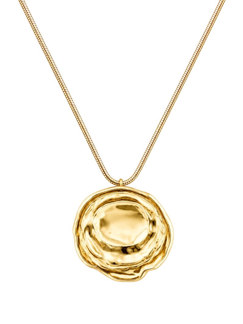 Colar Folheado a Ouro 18k Longo Com Pingente Circulos