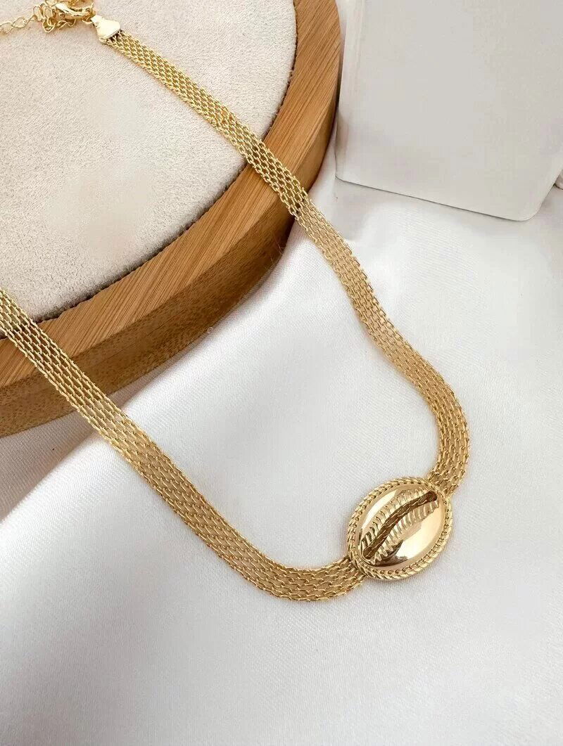 Colar Folheado a Ouro 18k Manta com Pingente Búzio