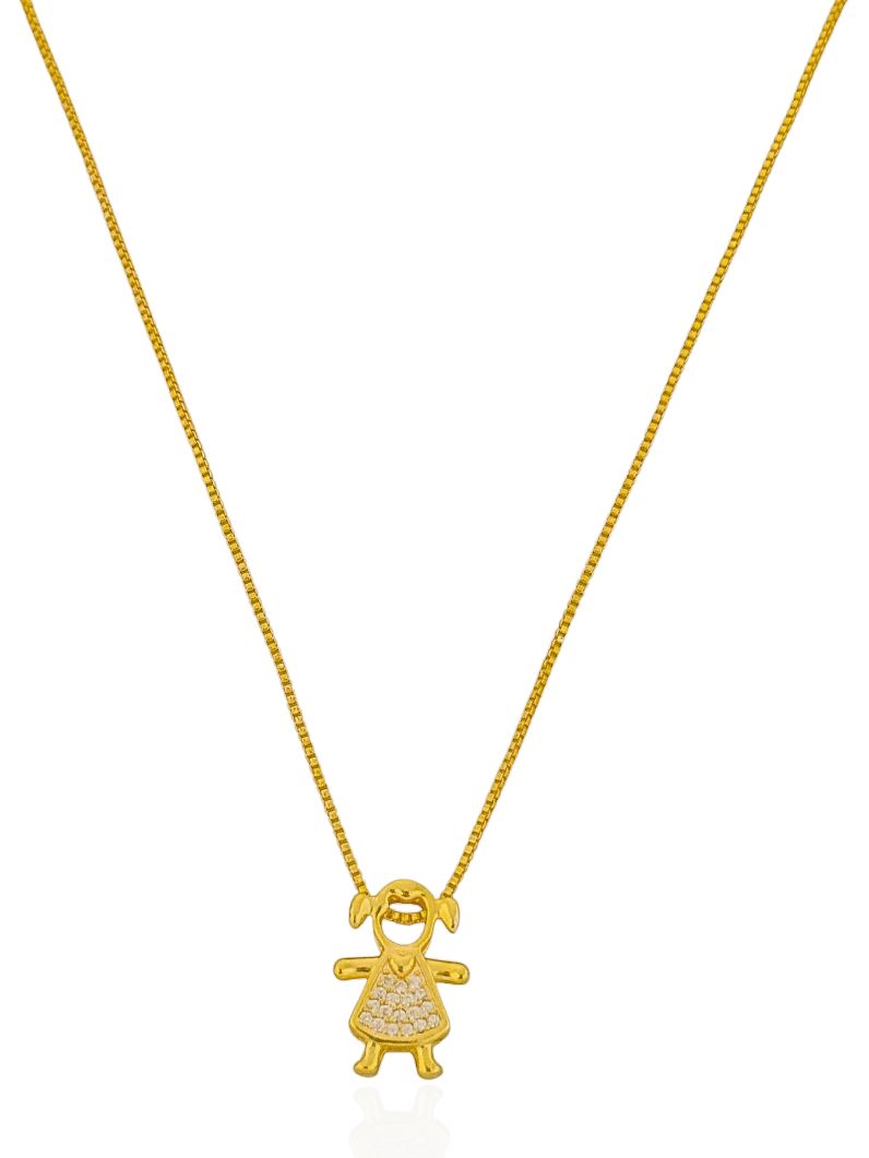 Colar Folheado a Ouro 18k Menina Cravejada