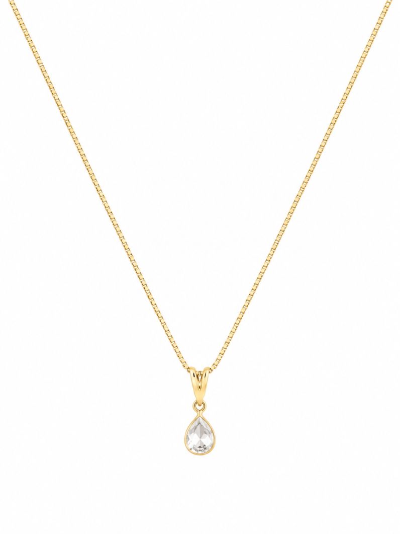 Colar Folheado a Ouro 18k Mini Gota Cristal