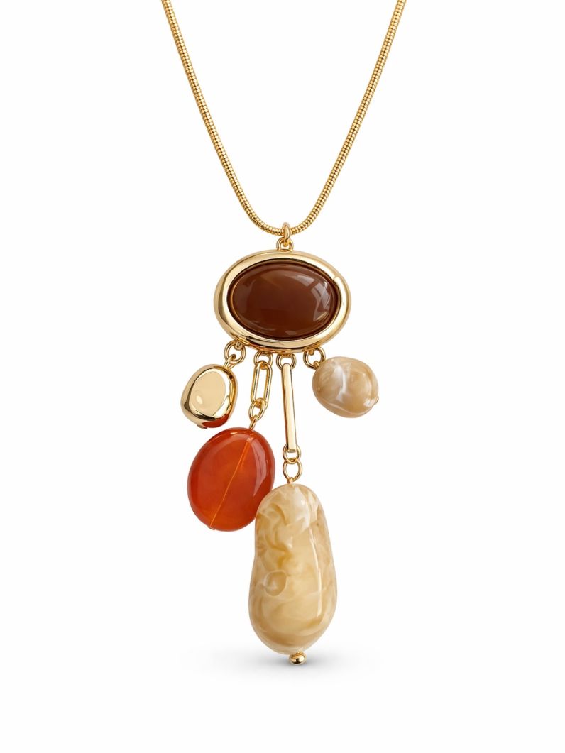 Colar Folheado a Ouro 18k Pedras Naturais