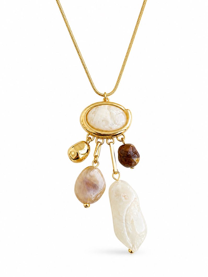 Colar Folheado a Ouro 18k Pedras Naturais