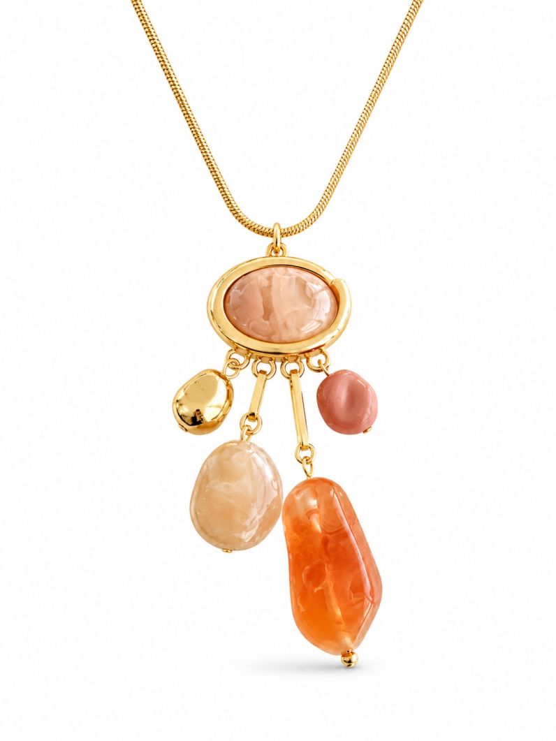 Colar Folheado a Ouro 18k Pedras Naturais