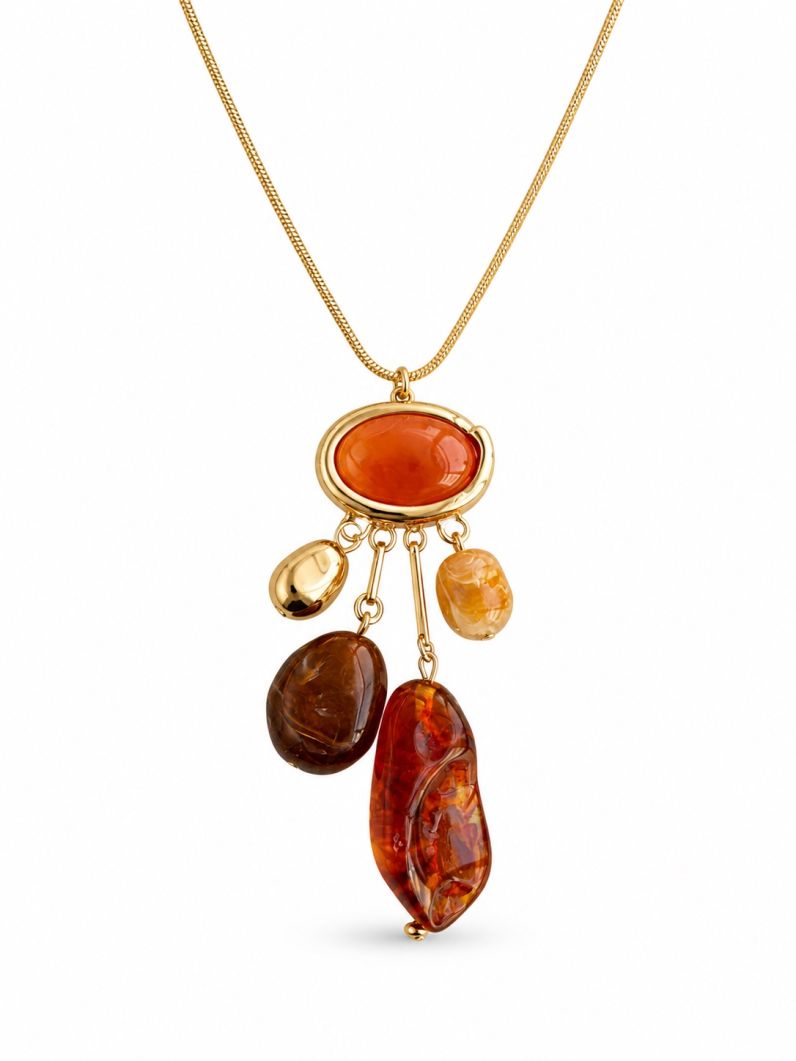 Colar Folheado a Ouro 18k Pedras Naturais
