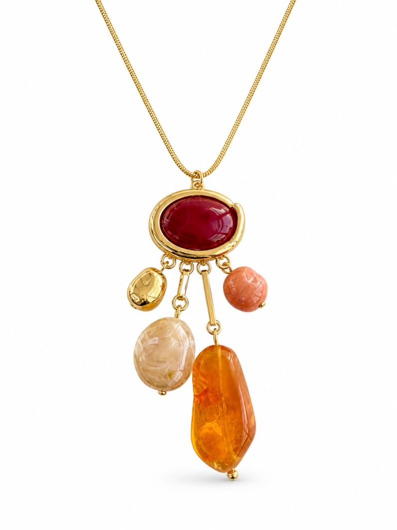 Colar Folheado a Ouro 18k Pedras Naturais