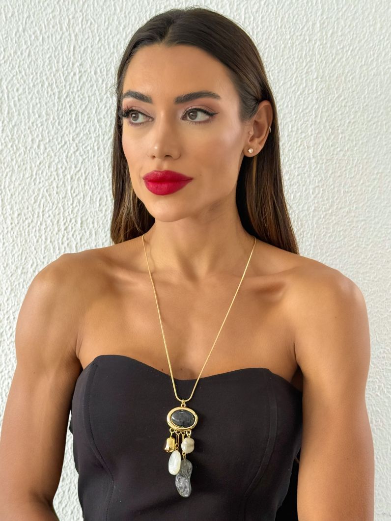 Colar Folheado a Ouro 18k Pedras Naturais