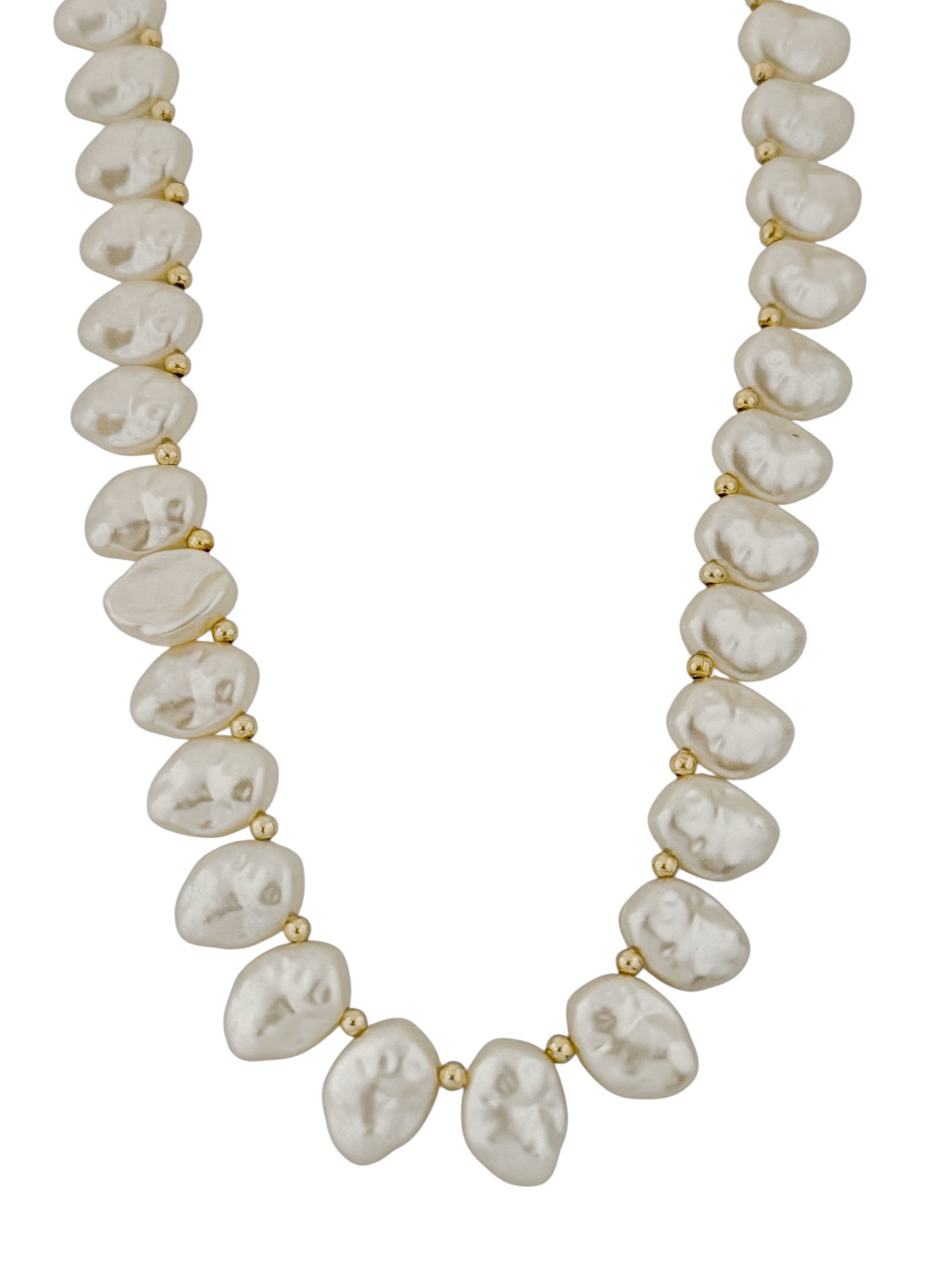 Colar Folheado a Ouro 18k Pérolas Marteladas e Mini Esferas