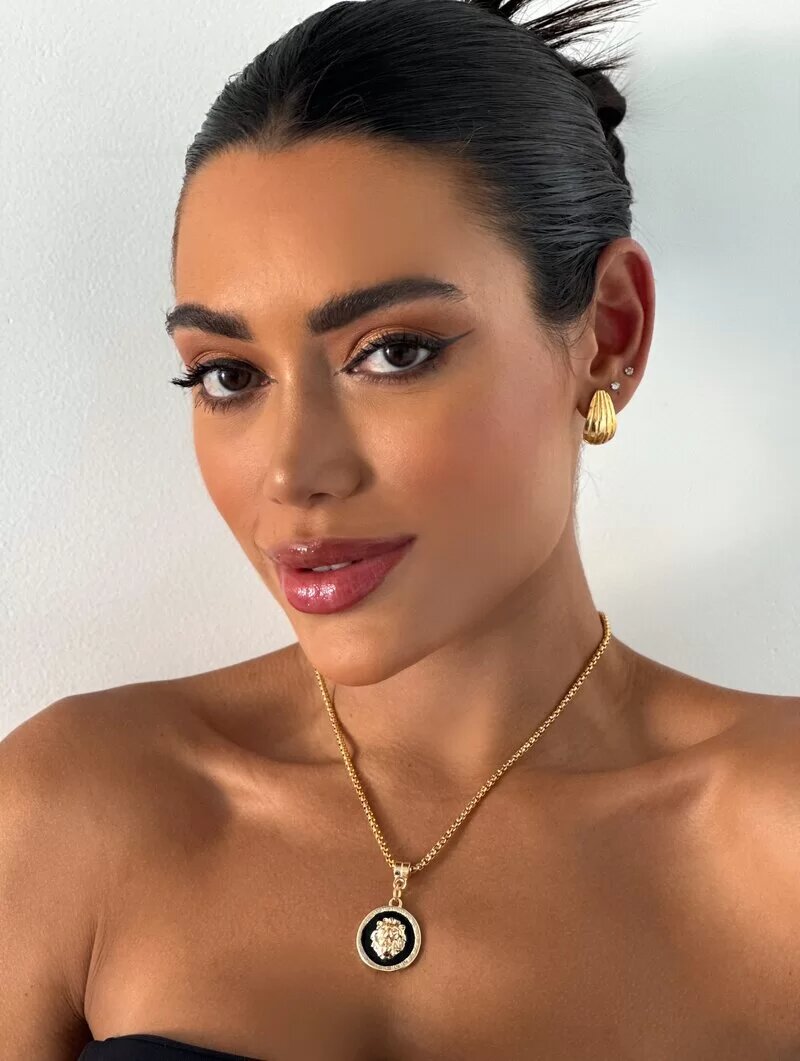 Colar Folheado a Ouro 18k Pingente Leão Resinado
