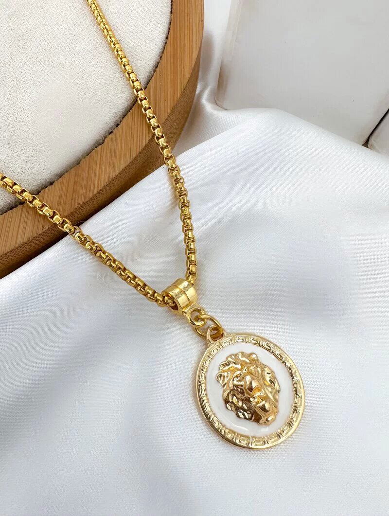 Colar Folheado a Ouro 18k Pingente Leão Resinado