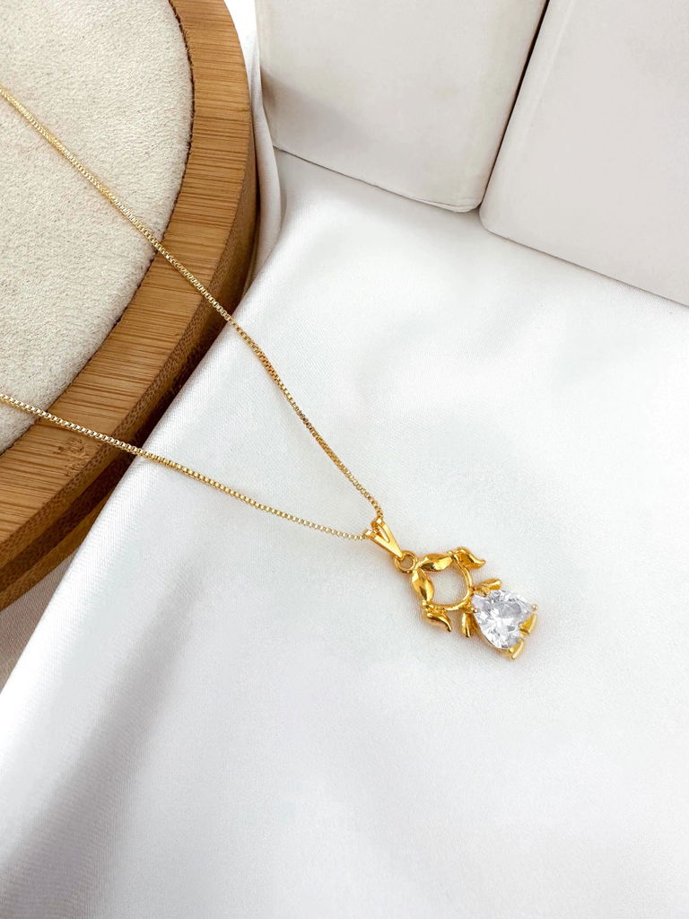 Colar folheado a ouro 18k pingente menina/menino com zircônia