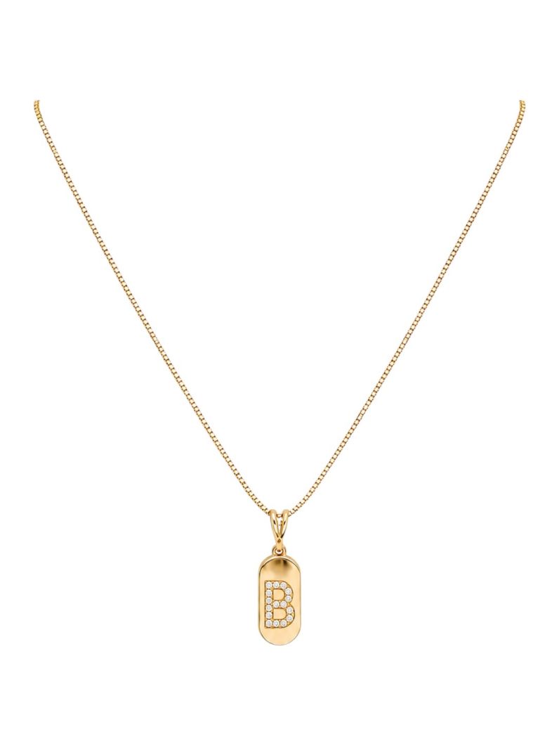 Colar Folheado a Ouro 18k Placa com Inicial