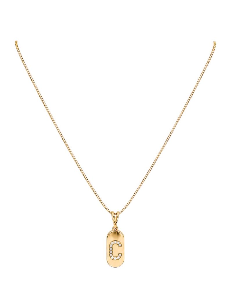 Colar Folheado a Ouro 18k Placa com Inicial