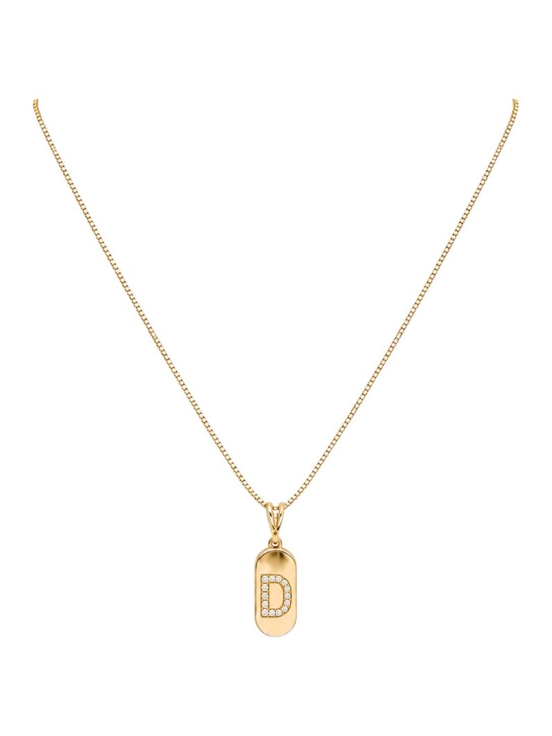 Colar Folheado a Ouro 18k Placa com Inicial