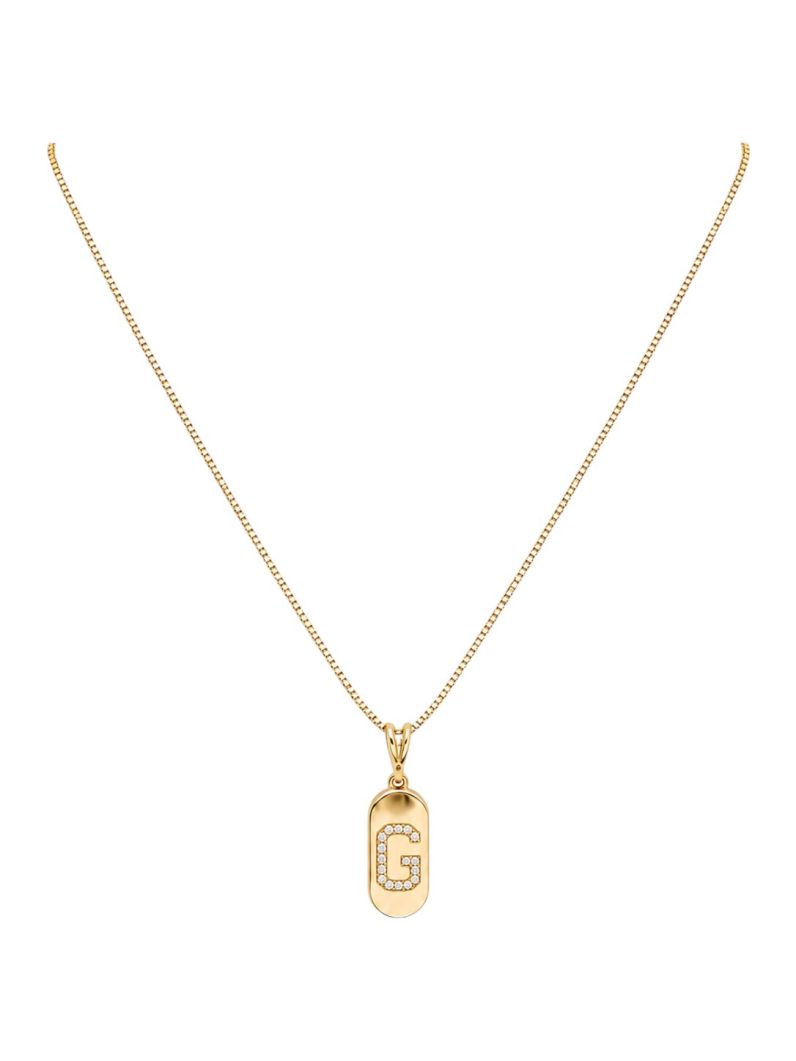 Colar Folheado a Ouro 18k Placa com Inicial