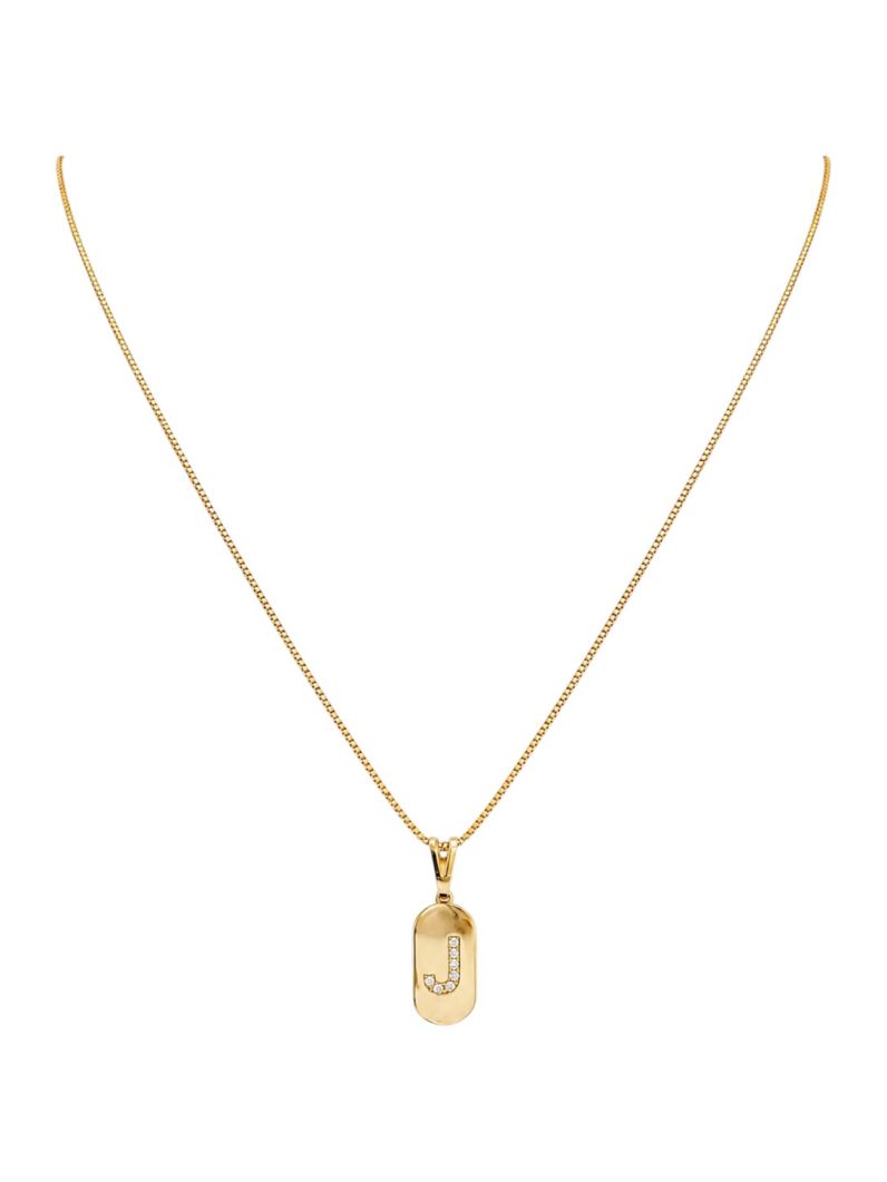 Colar Folheado a Ouro 18k Placa com Inicial