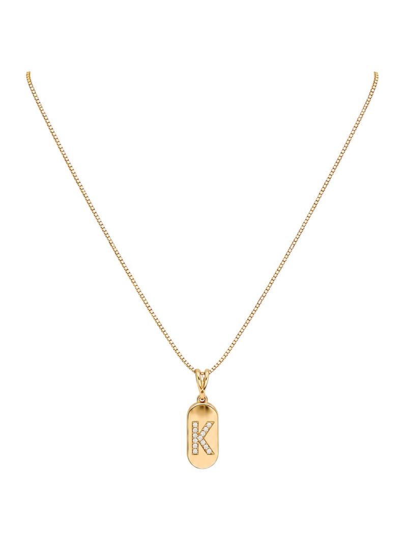 Colar Folheado a Ouro 18k Placa com Inicial