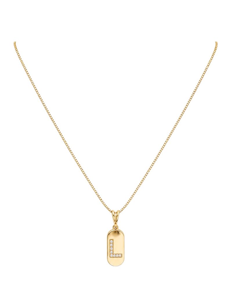 Colar Folheado a Ouro 18k Placa com Inicial