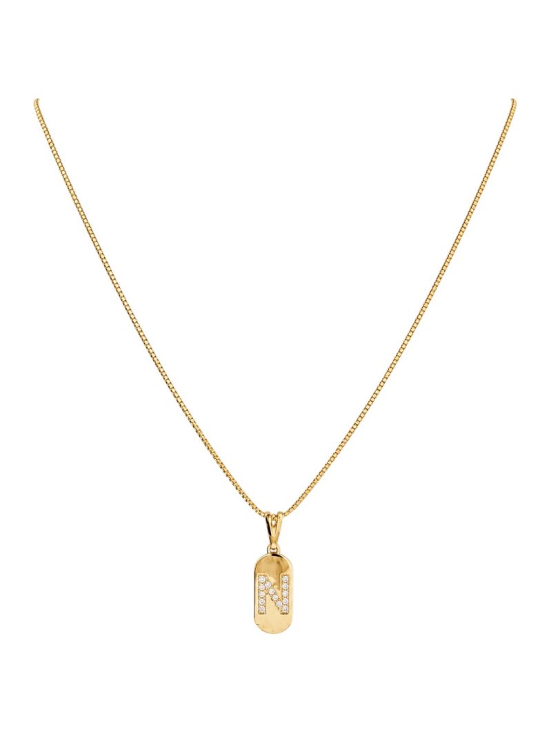 Colar Folheado a Ouro 18k Placa com Inicial