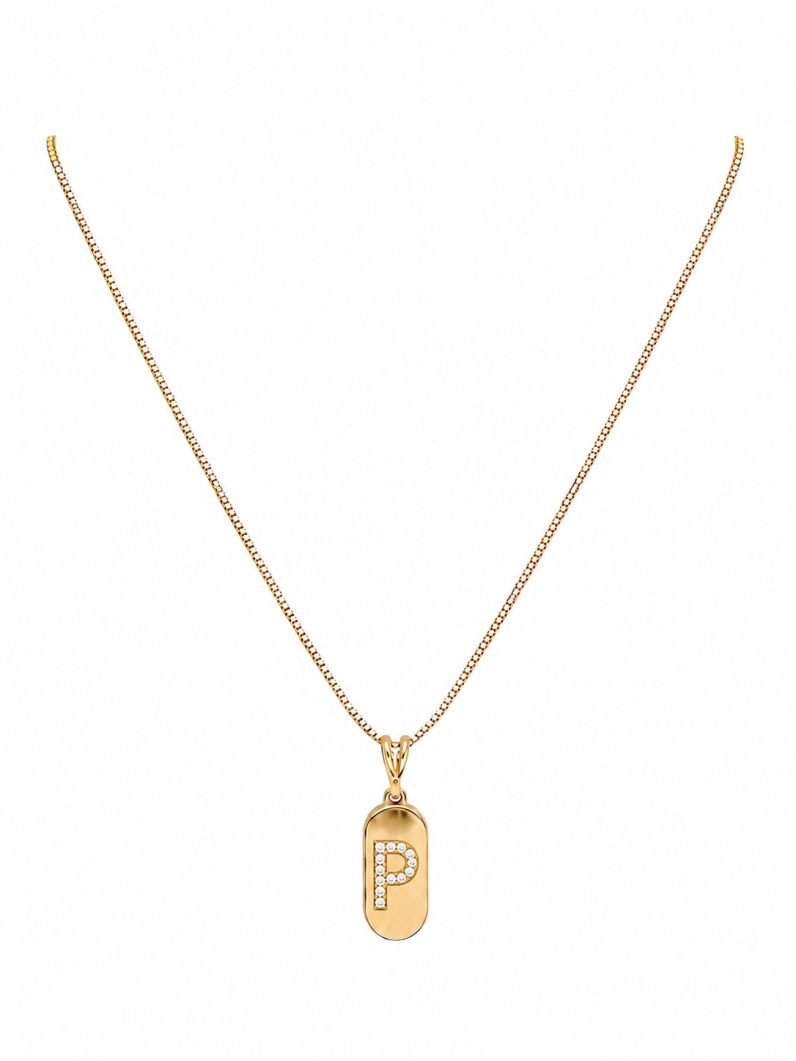 Colar Folheado a Ouro 18k Placa com Inicial