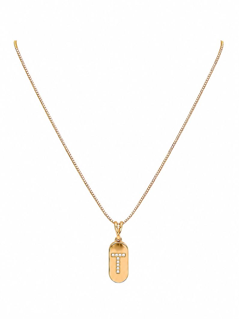 Colar Folheado a Ouro 18k Placa com Inicial