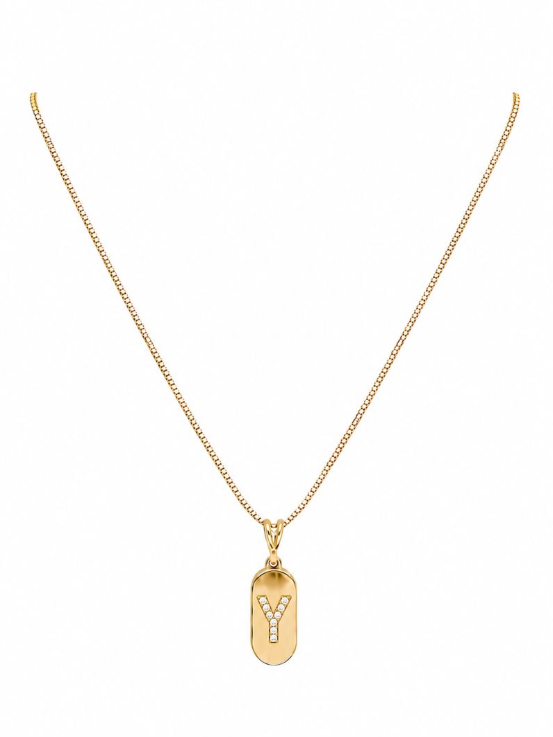 Colar Folheado a Ouro 18k Placa com Inicial