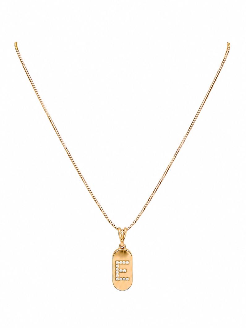 Colar Folheado a Ouro 18k Placa com Inicial