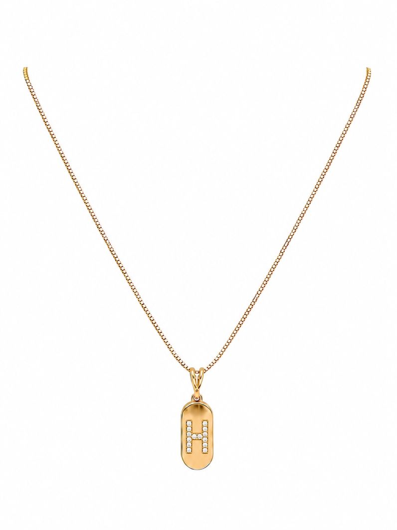 Colar Folheado a Ouro 18k Placa com Inicial